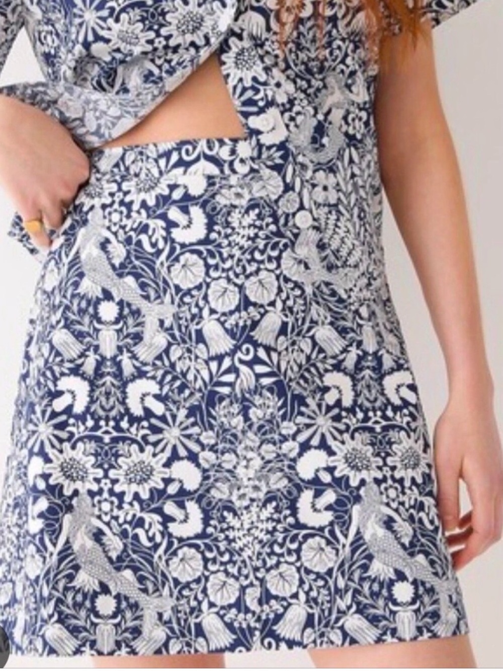 J. Crew Natasha twill-blend skirt in mermaid print Size 6